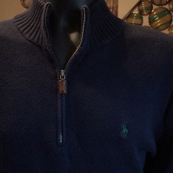 🚨B2G1 POLO RALPH LAUREN Green Blue Quarter Zip Sweater Top - Picture 1 of 7